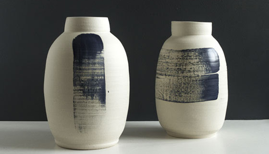 India Art n Design features Pascale Girardin's Cobalt Ceramic Vases
