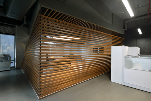 wooden slats provide privacy and transparency at the same time