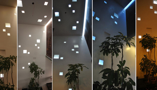 play of light from sky light at different times of day