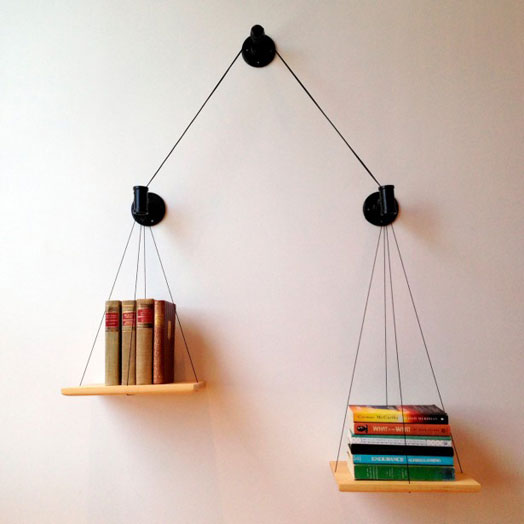 wall-mounted unusual bookshelves