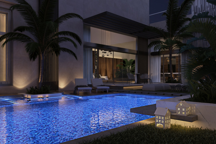 swimming pool and patio in luxury villa