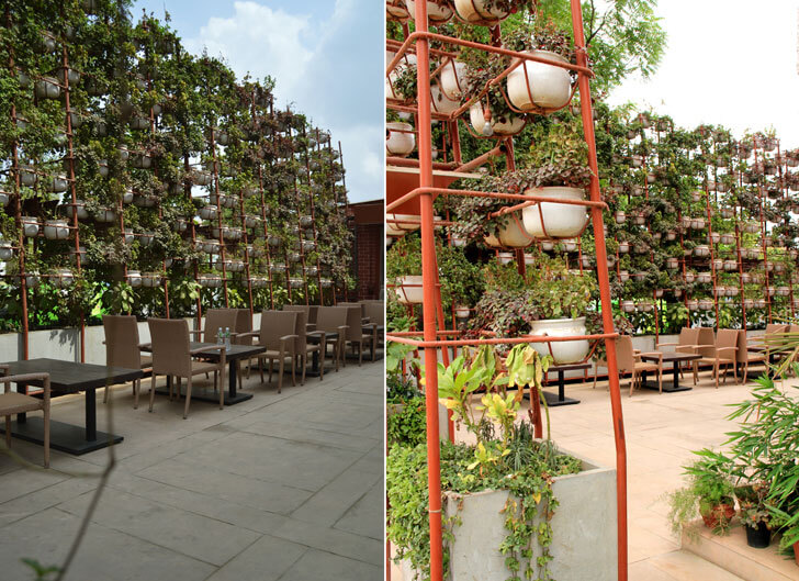 “vertical garden amazo restaurant indiaartndesign”