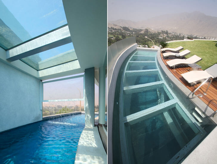 "glass topped water body Casa O Gomez Guerrero Architects indiaartndesign"