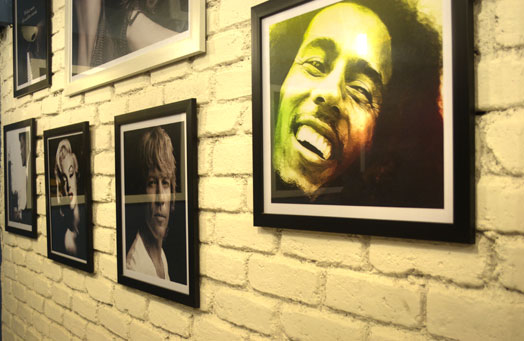 cafeteria with bob marley photograph