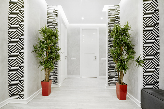 graphic design decor elements in the entrance passageway