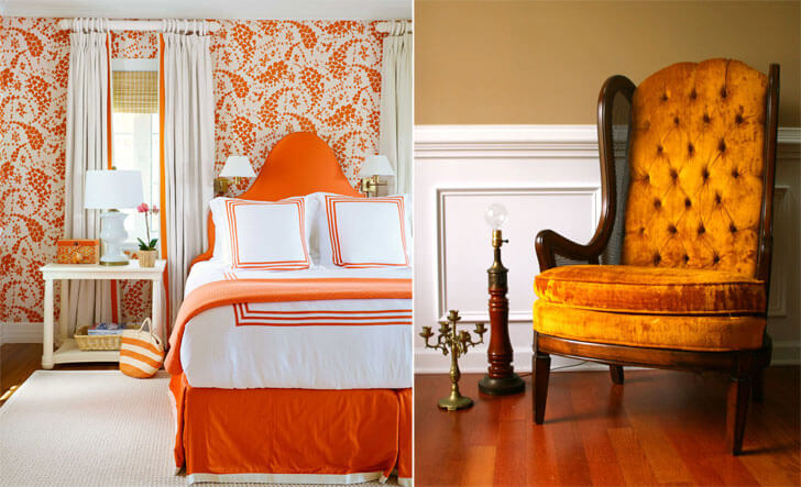 orange coloured theme bedroom