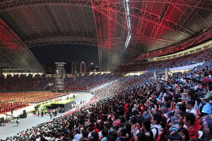 spectators at Singapore's National Stadium