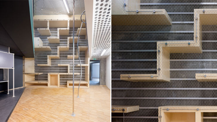 Net spans several floors throughout the building, letting users climb up from floor-to-floor
