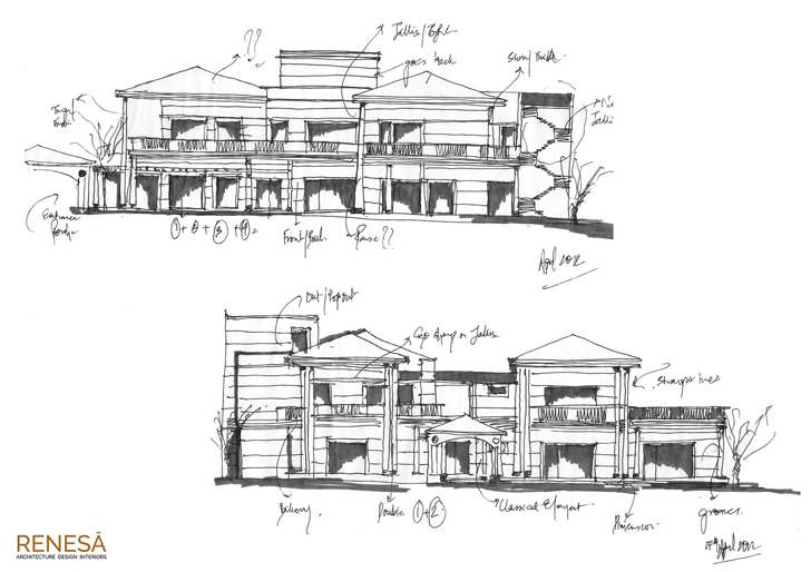 the white habitat farmhouse - sketches