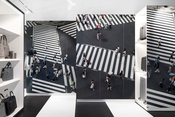 "street graphic on wall samsonite store i29architects indiaartndesign"