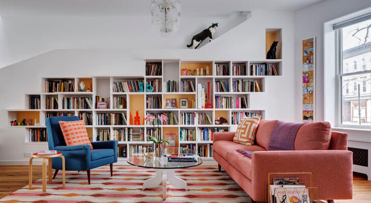 "book lined wall BFDO Architects indiaartndesign"