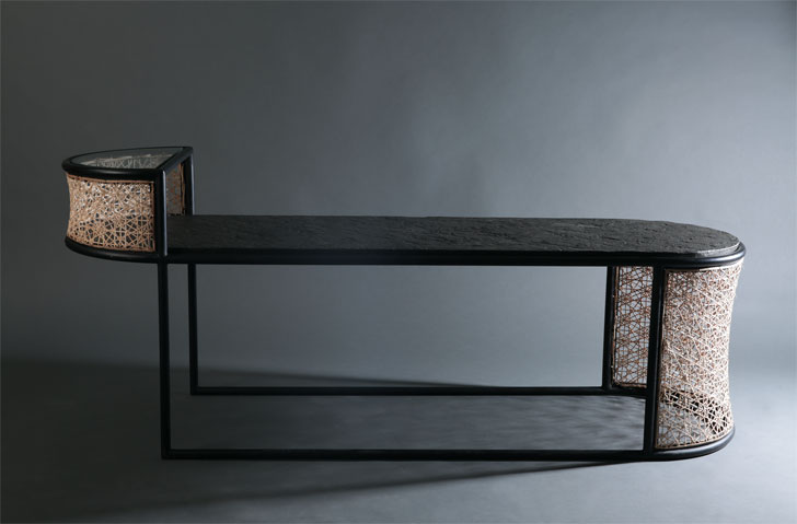"Gingham bench studio wood milan design week indiaartndesign"