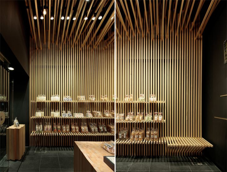 "cedar wood slats Yamako ginza Architect Takanori Ineyama indiaartndesign"