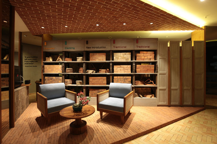 "discussion area brick store modi srivastava architects indiaartndesign"