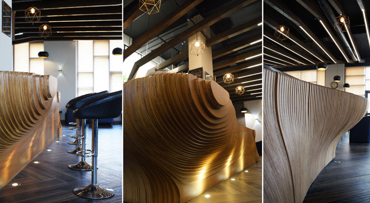 "contoured bar counter club 26 design plus architects indiaartndesign"