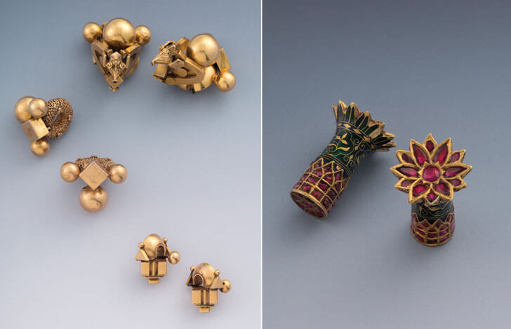 "gold earrings heritage amrapali museum indiaartndesign"