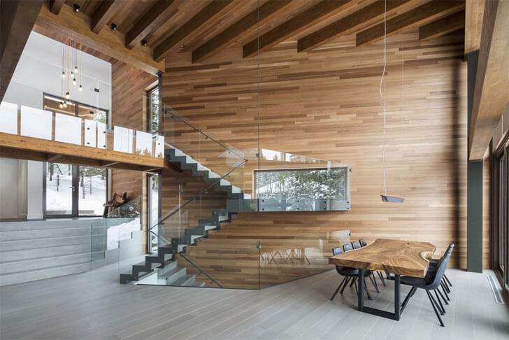 "wood construction Laccostee house Bourgeois Lechasseur architects indiaartndesign"