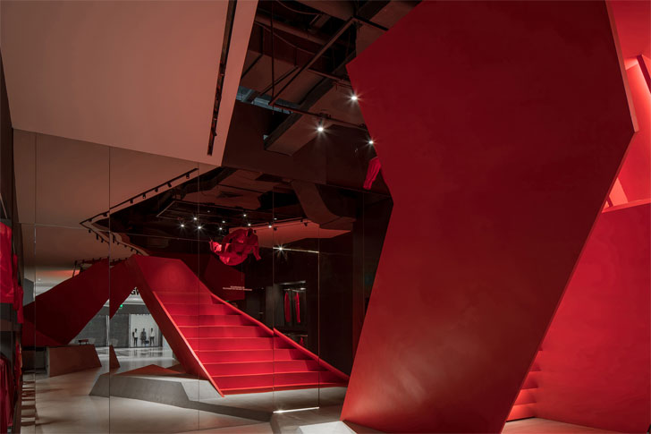 "red stairs roaring wild unwalk domani architects indiaartndesign"