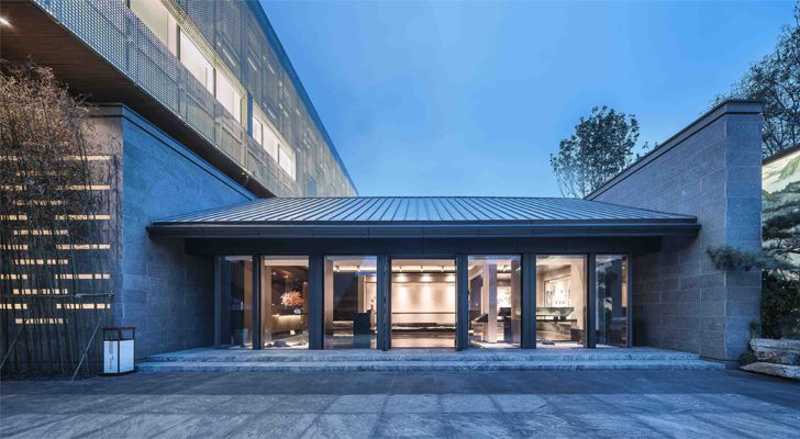 "main entrance Guofeng Library Dalian Lacime Architects indiaartndesign"