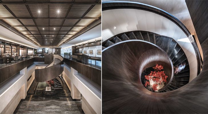 "staircase Guofeng Library Dalian Lacime Architects indiaartndesign"