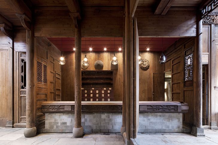 "restored woodwork Wuyuan Skywells hotel anySCALE architecture design studio indiaartndesign"