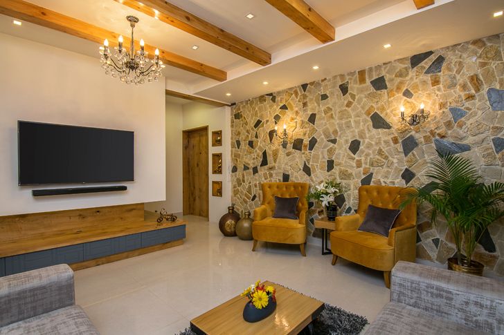 "feature wall residence interiors by ranjani IBR designs indiaartndesign"