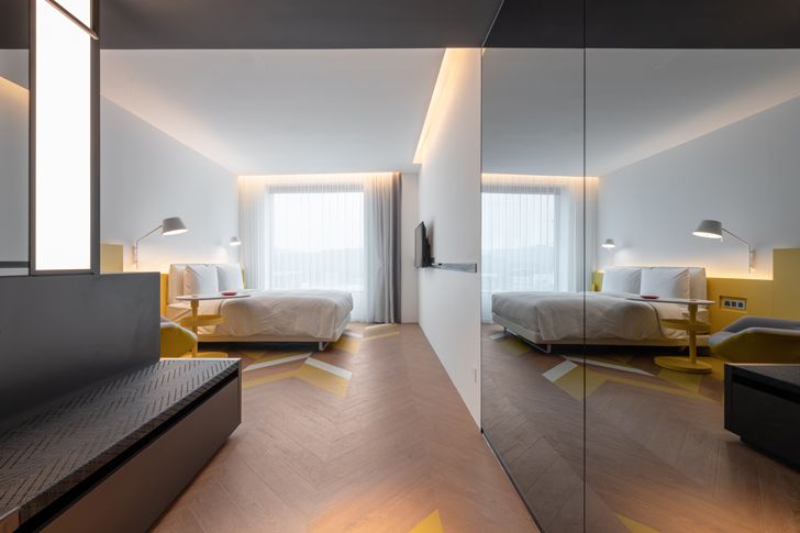 "bedroom suite mirrored view The Place Taipei Mecanoo Architects indiaartndesign"