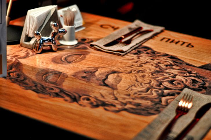 "art work on table top Robbie Italian cafe Samara ALLARTSDESIGN indiaartndesign"