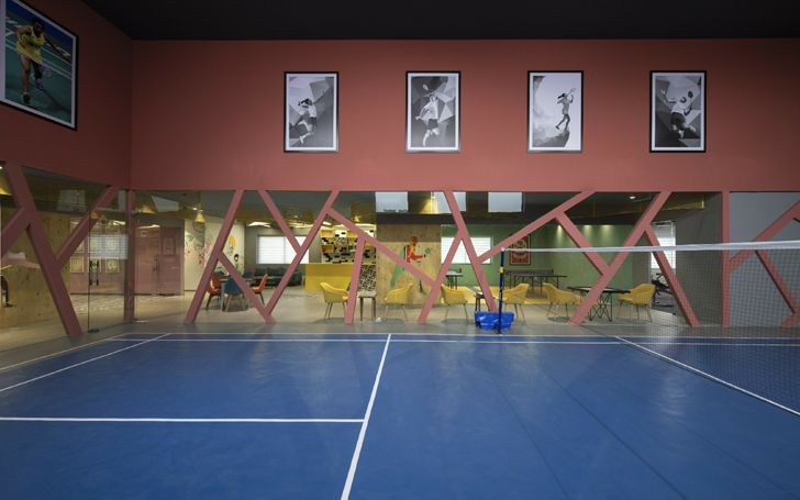 "badminton court colour court noida spaces architects ka indiaartndesign"