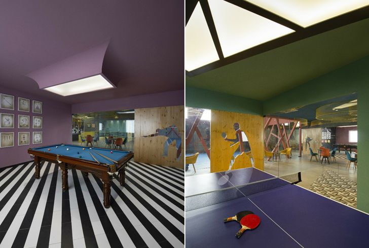 "table tennis colour court noida spaces architects ka indiaartndesign"