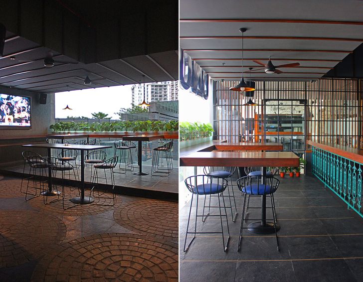 "alfresco seating Uno pizzeria Bengaluru chromed design studio indiaartndesign"