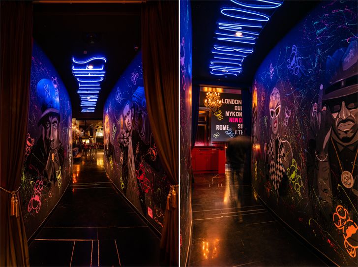 "graffitti walled walkway toyroom chromed design studio indiaartndesign"