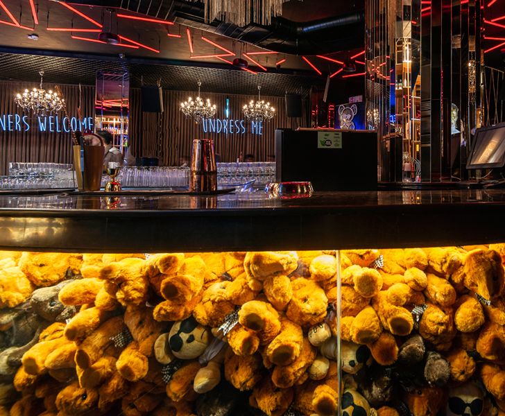 "teddybears on bar dado toyroom chromed design studio indiaartndesign"