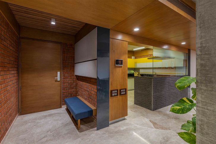 "entrance brick house ahmedabad the grid architects indiaartndesign"