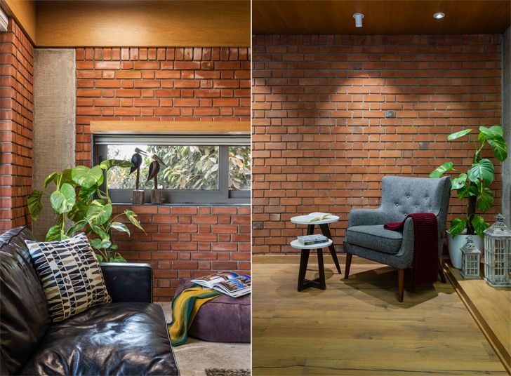 "exposed brick walls brick house ahmedabad the grid architects indiaartndesign"