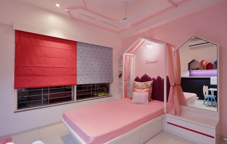 "girls bedroom pune residence cluster one creative solutions indiaartndesign"