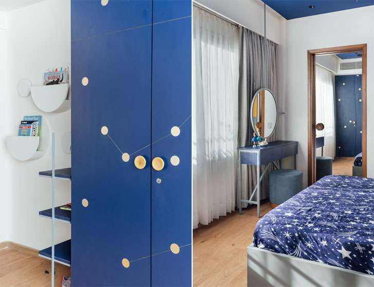 "blue bedroom Ahmedabad home StudioSaransh indiaartndesign"