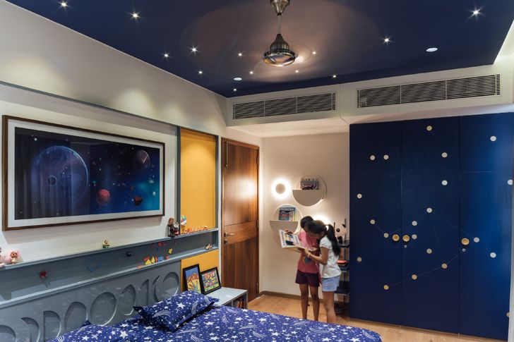 "outerspace theme children bedroom Ahmedabad home StudioSaransh indiaartndesign"