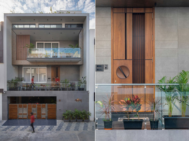 "facade and door detail surat home studio17 indiaartndesign"