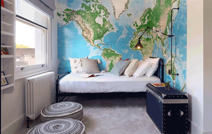 "wall map treatment Victorian terrace townhouse LLIDesign indiaartndesign"