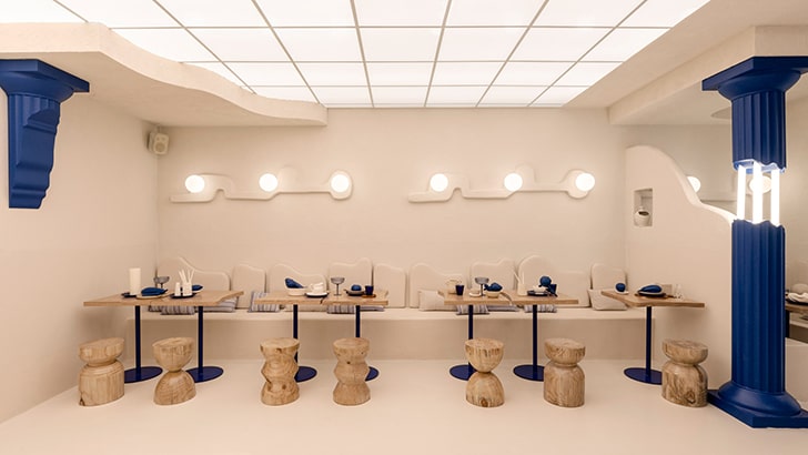"Egeo Souvlakeria masquespacio indiaartndesign"