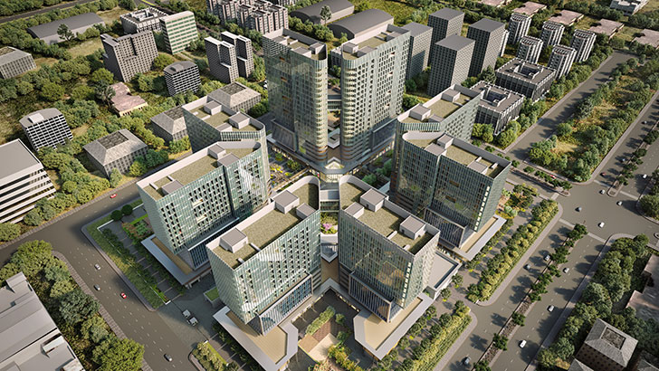"aerial view Eye of Noida Design Forum International indiaartndesign"