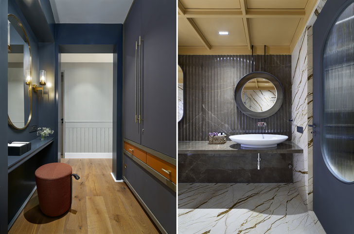 "walkin closet and bathroom panoramic house ikigai studio indiaartndesign"