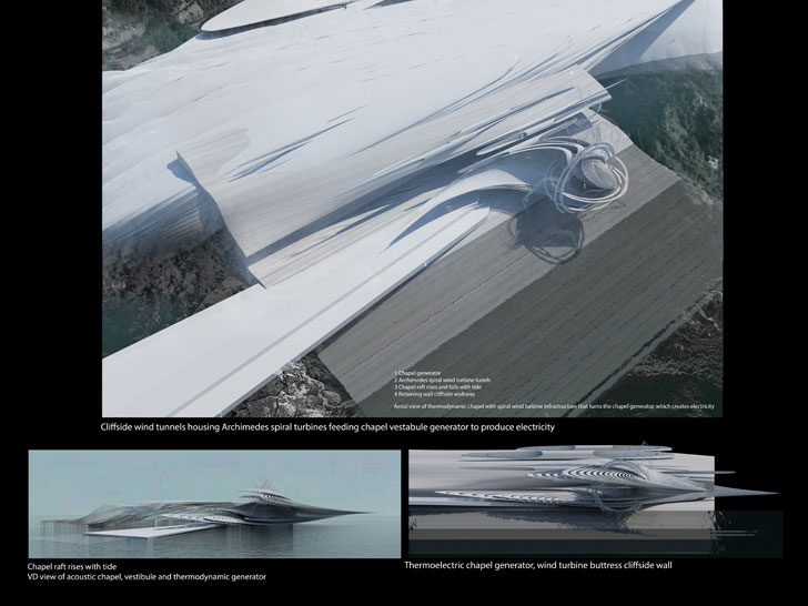 "thermodynamic wind turbine chapel margot krasojevic architects indiaartndesign"