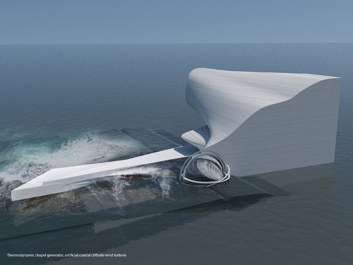 "thermodynamic wind turbine chapel margot krasojevic architects indiaartndesign"