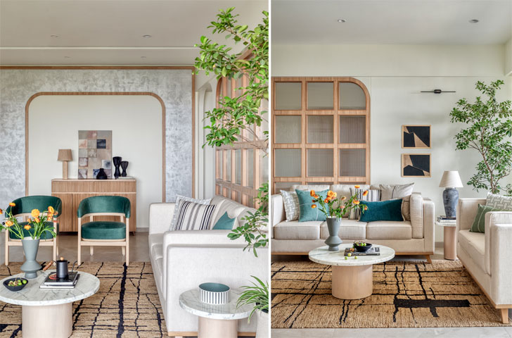 livingroom in pune apartment designed by alkove design