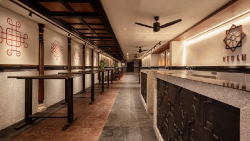 vedam restaurant by studio dashline in bangalore is inspired by chettinad culture.