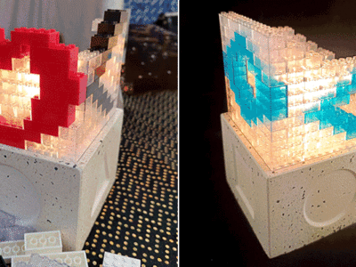 luminaire using Lego®-type or compatible play bricks