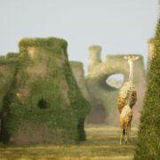 giraffe water towers in the plains of Serengeti designed by zoo architects