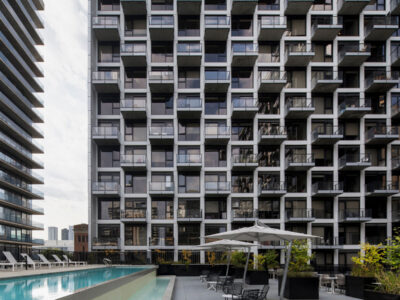 compelling facade design of griffin square in montreal designed by acdf architecture